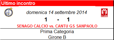 Prima squadra: Senago Calcio 1 – Cantù Sanpaolo 1