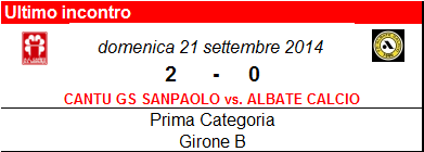 Prima squadra: Cantù Sanpaolo vs. Albate Calcio 2 -0