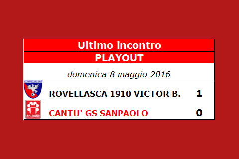 Prima Squadra | Playout: Rovellasca 1910 Victor B. – Cantù Sanpaolo 1 a 0