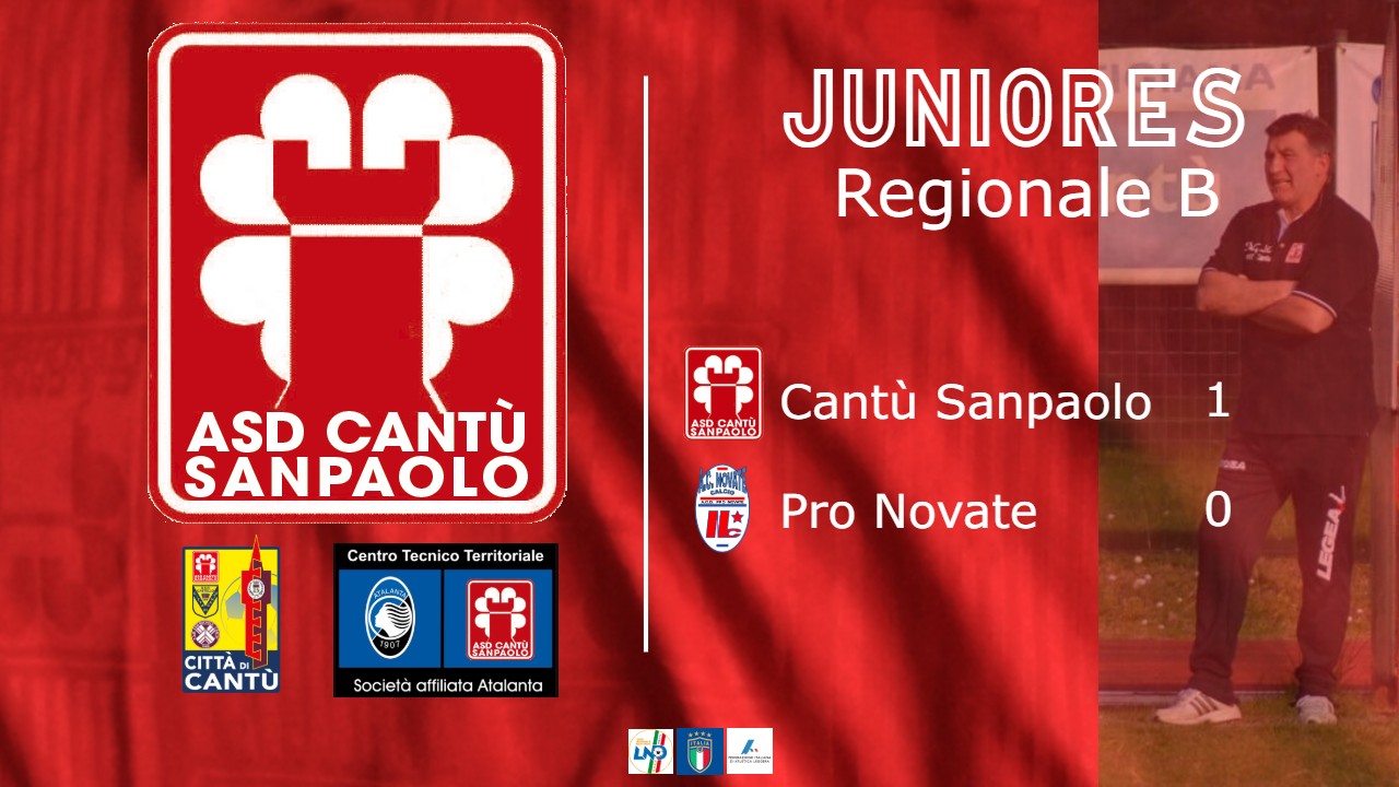 Juniores Reg. B: Cantù Sanpaolo vs Pro Novate 1 – 0