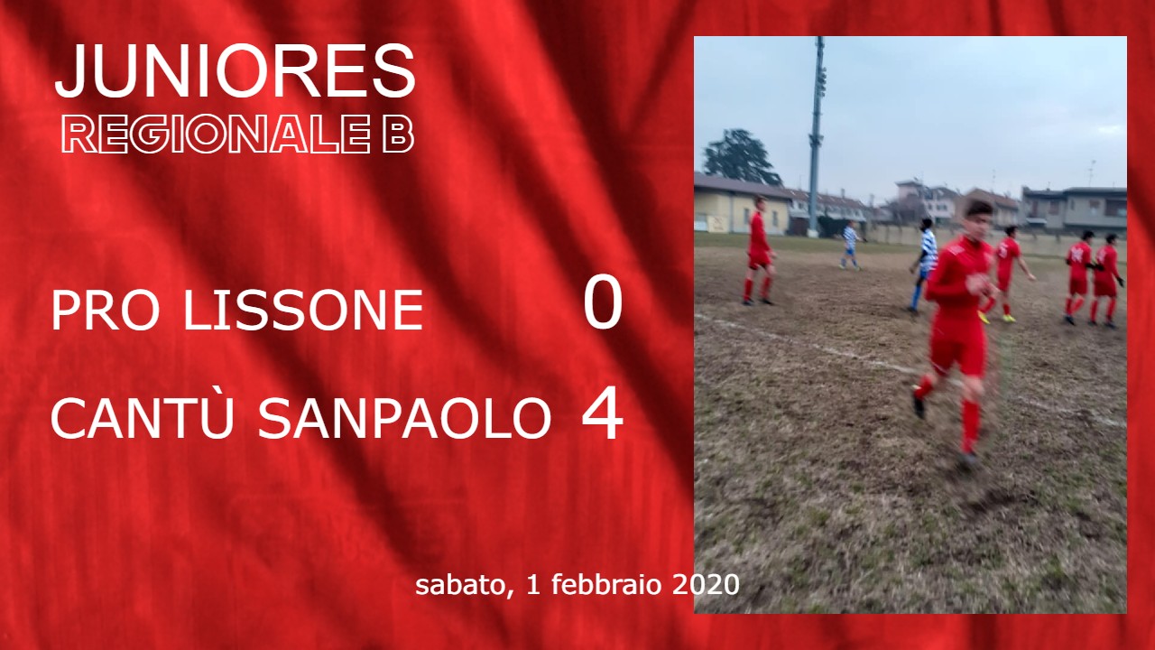 Juniores Reg. B: Pro Lissone vs Cantù Sanpaolo 0 – 4