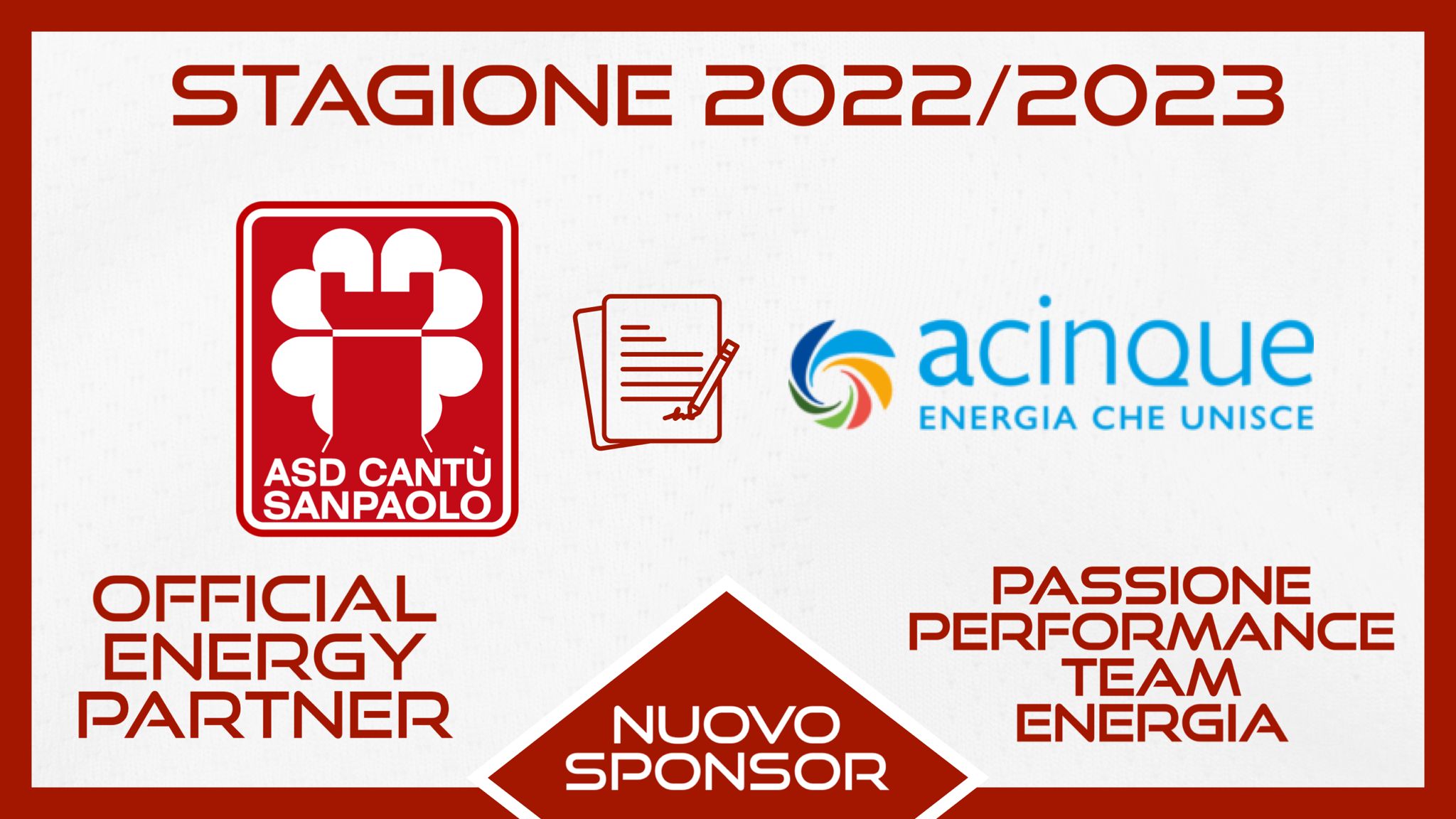 ACINQUE è “OFFICIAL PARTNER” dell’ASD CANTU’ SANPAOLO🔻